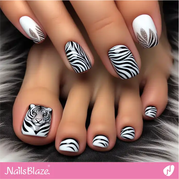 Zebra Print Manicure and Pedicure Design | Animal Print Nails - NB2503